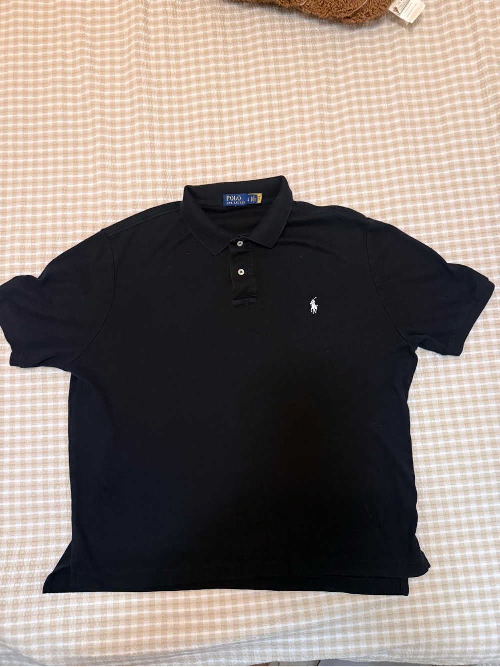 Polo by Ralph Lauren Black Short-Sleeve Pique Polo with White Pony